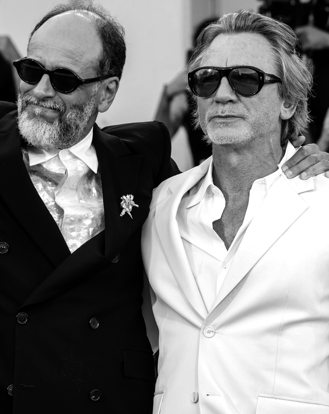 Luca Guadagnino, Daniel Craig et Drew Starkey à la projection de Queer à la Mostra de Venise.