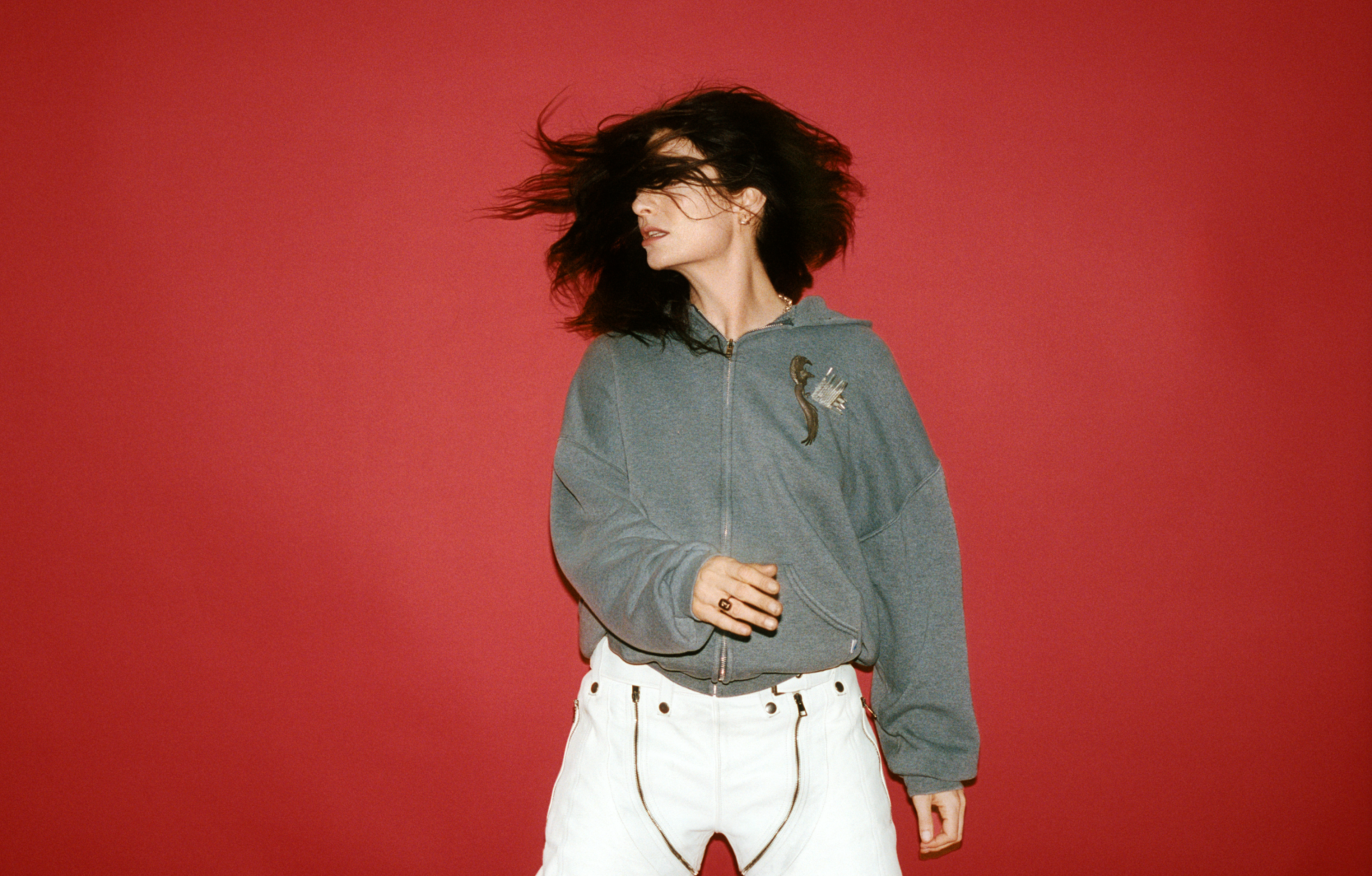 Lorde prend la pose le visage caché par ses cheveux sur un mur rouge pour la sortie de son nouvel album.